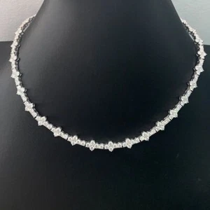 3mm Round Cut Moissanite Tennis Chain Necklace 925 Silver Necklace PASS TESTER - Picture 1 of 13