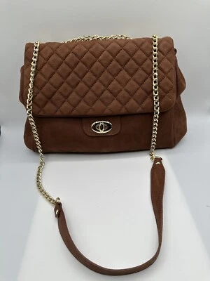 I Medici Firenze Quilted Cognac Leather Chain Baguette Tote XBody Handbag - Image 1 of 4