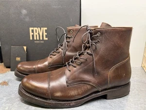 Mens Frye Dylan Cap Toe Whiskey Brown Leather Lace Up Boots Size 12M Boots READ - Picture 1 of 7
