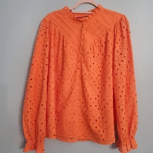 Blusa para mujer PrettyGarden naranja con ojales manga larga elegante informal XL pequeño defecto - Imagen 1 de 14