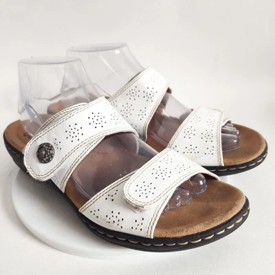 Сандалии Clarks размер 9 Leisa Lacole горки белая кожа без шнуровки комфортные туфли на плоской подошве - Изображение 1 из 4