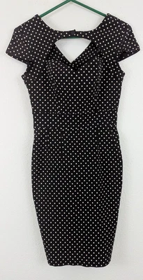 Hell Bunny sz XL Vixen Pin Up Retro Dress bodycon black & polka dots 1365 - Image 1 of 4