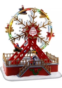 Ruota Panoramica Natalizia Animata Preilluminata Musicale Villaggio di Natale Espositore - Foto 1 di 6