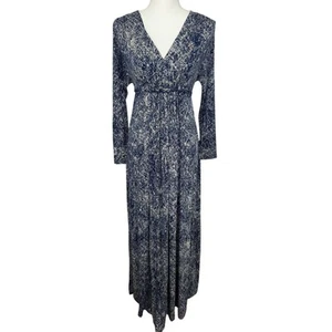 Rachel Pally Empire Waist Long Sleeve Maxi Dress Women Small Blue V-Neck Modal - Picture 1 of 13