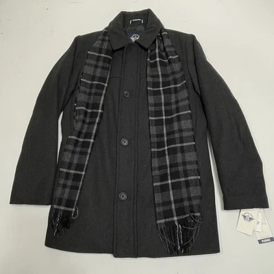 Dockers Jacket Men's Small Gray Poly Wool Insulated Car Coat Scarf - Image 1 of 4