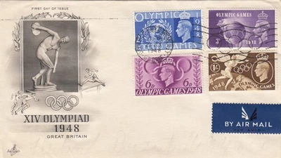 1948 Olympic Games FDC Complete Set Wembley Cancel Art Craft Cachet Airmail - Image 1 of 2