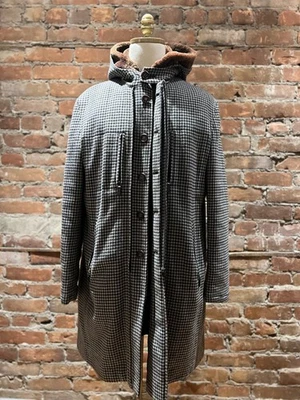 Abrigo de pata de gallo ETRO Milano mezcla de lana con capucha de oveja Foto 1 de 4