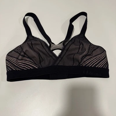 Lululemon Black Bra Sports Comfort Lace Detail Crisscross Back 34B - Image 1 of 4