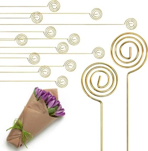 40 PCS Floral Card Holder, Metal Wire Photo Clips Picks Flower Gold - Picture 1 of 8