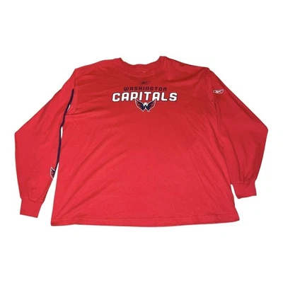 Washington Capitals Shirt Mens 2XL Red NHL Hockey Reebok Long Sleeve Graphic - Image 1 of 4
