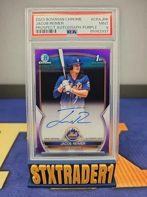 2023 Bowman Chrome 1st Prospect Auto Jacob Reimer Purple Refractor /250 PSA 9 RC - Image 1 of 3
