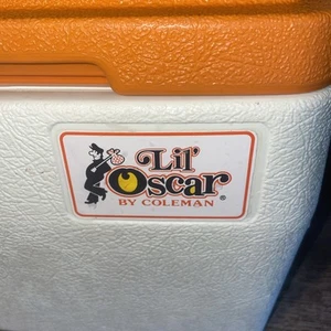 Vintage Lil' Oscar By Coleman 5272 Cooler Orange Lid w/ Cup Holder 1980 Clean - Picture 1 of 6