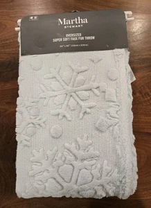 WEIHNACHTEN MARTHA STEWART super kuschelig Plüsch Kunstfell ÜBERWURF SCHNEEFLOCKEN 60" x 86" - Bild 1 von 2