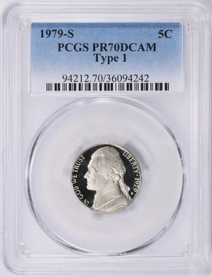 "HOT AUCTION" 1979 S JEFFERSON NICKEL 5C TY 1 PCGS PR70DCAM SUPER GEM" MB 5442 - Image 1 of 2