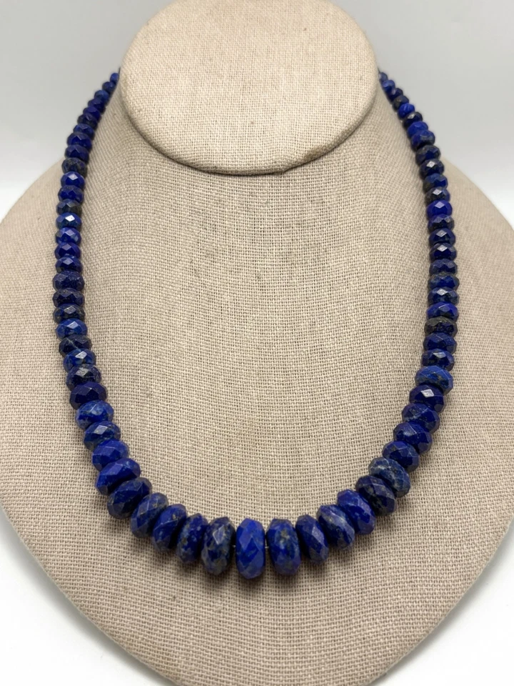 Jay King Graduated Lapis Faceted Bead 18" Sterling Silver Necklace Retail
