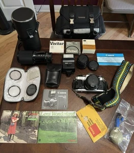 Canon AE-1 Program 35mm Camera Plus Lots Of Accessories Excellent Condition - Picture 1 of 11