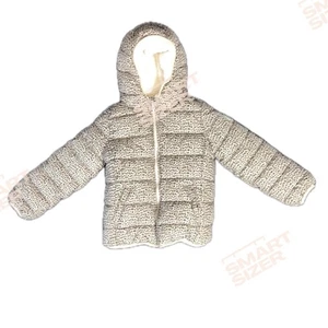 GAP Kids Girls Cheetah Print Beige Puffer Jacket Sz Medium Comfy Cozy Soft Warm - Picture 1 of 7