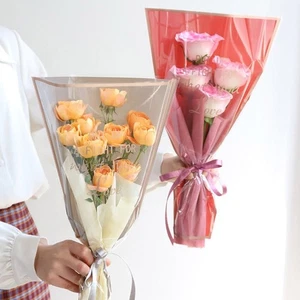 50PCS Waterproof Flower Packaging Bag Transparent Flower Paper Bag Mother's Day - Picture 1 of 11