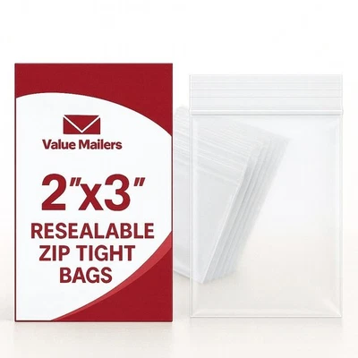 1000 2x3 Clear Plastic Zipper Poly Locking Reclosable Bags 2 MiL - Image 1 of 2