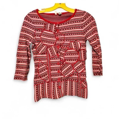 Cárdigan suéter Anthropologie Moth 100 % algodón rojo Lovelorn mangas 3/4 talla XS Foto 1 de 3