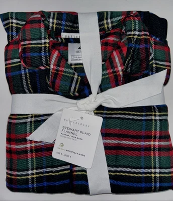 NEW POTTERY BARN Size 4 Kid's  Pajama Pant Set Unisex Stewart Plaid Flannel - Image 1 of 4