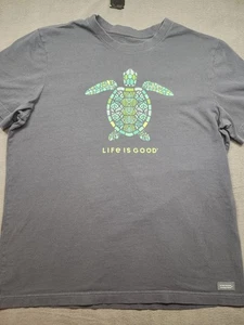 Life is Good Men's Mandala Turtle Short Sleeve Crusher-LITE Tee (Large, Blue) - Picture 1 of 6