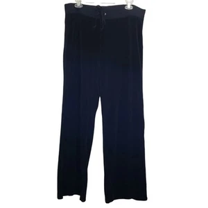 Juicy Couture Black Velour Wide Leg Track Pants Women's Size 1X 90's Y2K - Picture 1 of 9