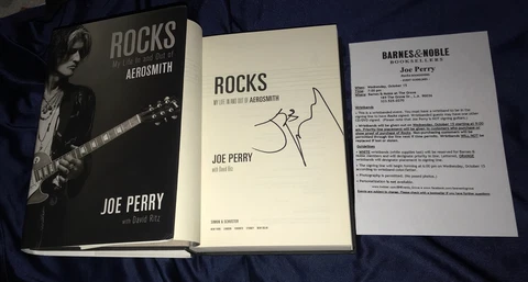 Joe Perry signed book Rocks: My Life In & Out of Aerosmith 1st ed 1/1 HC/DJ LP Cover