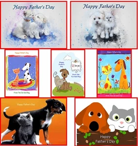 Father's Day Cards - From The Cat & Dog, Personalised Optional. 7 Variations - Picture 1 of 15