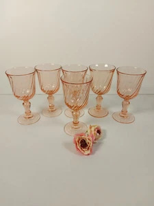 6 Vintage französische Luminarc kleine rosa Rosaline Swirl Weingläser 12,7 cm - Bild 1 von 9