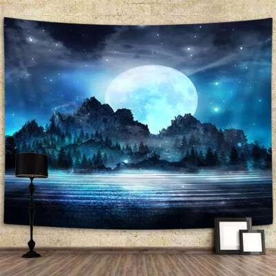 Night Forest Extra Large Tapestry Wall Hanging Art Galaxy Nature Background - Image 1 of 4