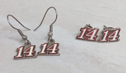 Tony Stewart 2010 Wincraft #14 Tear Drop  and Stud Earrings 2 Pair Stewart Haas Cover