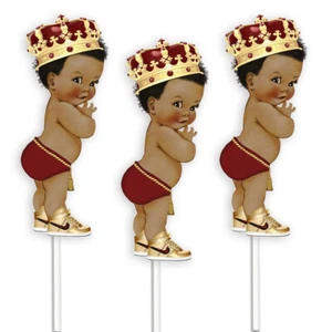 3 centros de mesa de ducha Borgoña Prince Royal Baby Boy - Imagen 1 de 4