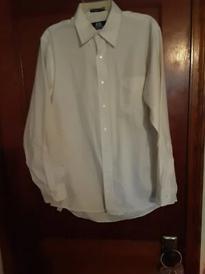 Camisa Stafford Para Hombre Talla 16 Marfil Manga Larga Con Botones Ajustada Mezcla de Algodón Taylor Foto 1 de 4