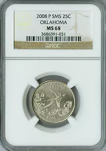 2008 P OKLAHOMA QUARTER NGC MS68 SMS 2ND FINEST GRADE Spotless . - Picture 1 of 4