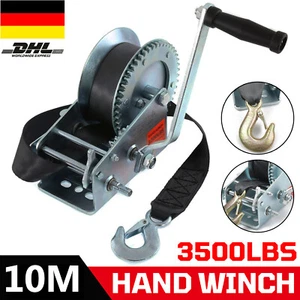 Profi Seilwinde Handwinde mit Gurtband 10 Meter 3500LBS für PKW Anhänger Trailer - Bild 1 von 13