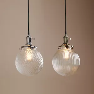 HOME DECOR RETRO INDUSTRIAL PENDANT LAMP VINTAGE GLASS GLOBE SHADE CEILING LIGHT - Picture 1 of 23