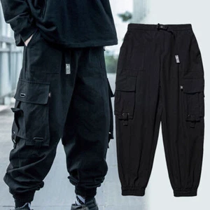 Pantaloni da uomo hip hop harem street joggers punk casual pantaloni cargo tascabili - Foto 1 di 14