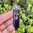 Blue Sand Jasper Gems Stone Sword Pendant Prism Chakra Reiki Healing Amulet