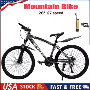 26" Black 27 speed double disc brake Suspension Fork mountain bike for adult U - Picture 1 of 17
