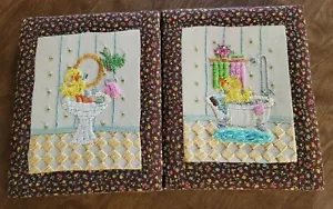 Vintage Bath Time Ducks Set 6X8 Creative Circle Crewel Completed Embroidery - Picture 1 of 3