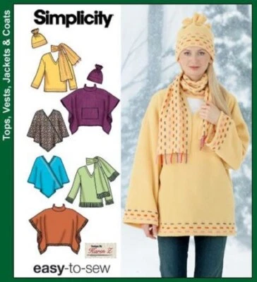 Simplicity 4782 Misses Jacket Poncho scarf hat and top sew pattern sz xs s m - Image 1 of 4