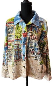 Art To Wear Draper & Damons Shirt Jacket Women's Lg Button up Sequins Multicolor - Picture 1 of 7
