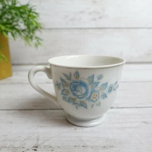 Kleine Keramik Espressotasse mit blauem Blumenmuster und Goldrand  - Bild 1 von 6