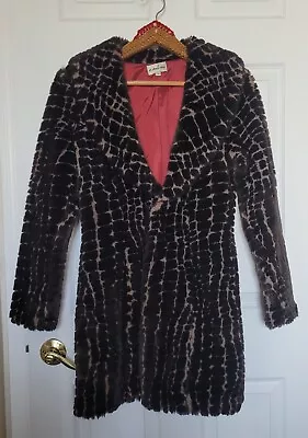 Vintage Faux Fur Animal Print Coat W/ Hide Away Buttons  - Image 1 of 4