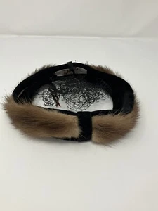 1940s Doris Designs Brown Fur HAT Pillbox with Netting & Ribbon Hair Clip - Picture 1 of 4