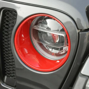 For Jeep Wrangler JL 2018+ Rubicon Exterior Red Headlight Cover lamp Bezel Trim - Picture 1 of 7