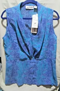 CAMICIA SMANICATA SCOLLO A V BLU STAMPA SERPENTE YVES ST. CLAIR DONNA NUOVA TAGLIA 14, NUOVA CON ETICHETTE - Foto 1 di 12