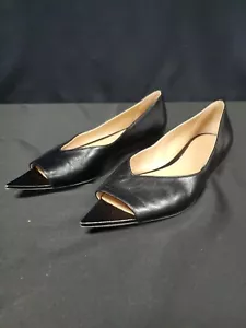 Bottega Veneta Black Leather Flats Shoes Sandals Pointed Open Peep Size 37 / 7 - Bild 1 von 6