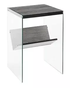 Convenience Concepts SoHo End Table, Weathered Gray / Glass - Picture 1 of 5